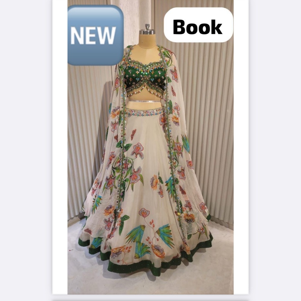 Heavy  green white lehnga